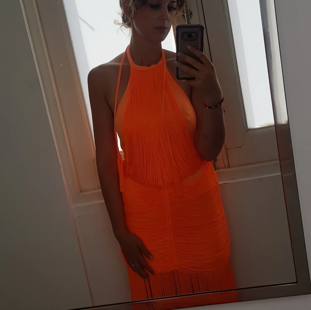 ASOS orange fringe dress - Picture 2 of 3